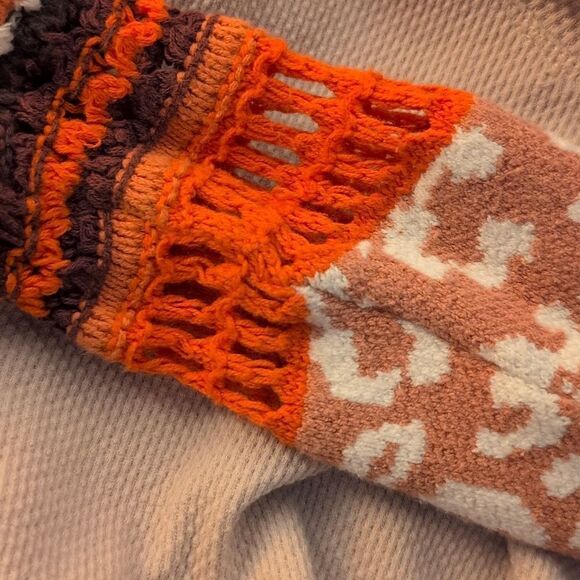 Free people in the mix pink‎ thermal knit and crochet top size small boho - Picture 5 of 9